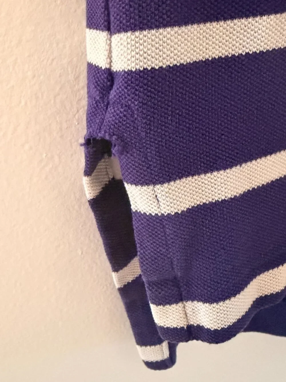 Polo by Ralph Lauren Short Sleeve Polo Shirt Purple White Striped Pocket Mens M